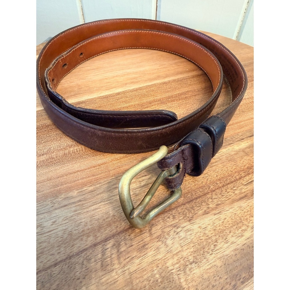 Vintage 80s COACH New York City Belt Brown Leather Size 38 Brass Rare 6602 - Picture 2 of 11